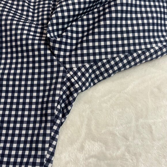 Zara Woman Gingham High Waisted Ankle Pants Size 4 Pockets Trousers Navy White - Picture 8 of 10